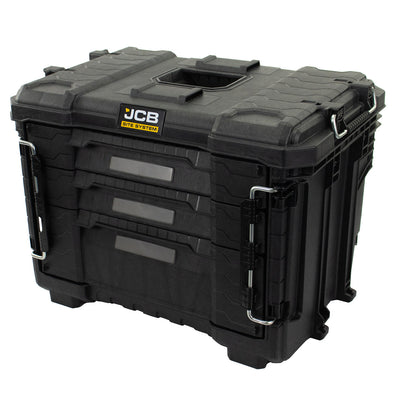 JCB 3 Drawer Site System, 20kg Load, 26.4L Capacity Tool Storage Box JCB-SITESYS-3DW