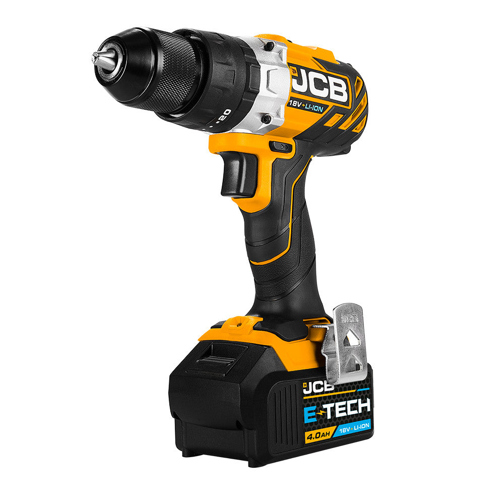 JCB 18V BRUSHLESS COMBI DRILL 2X 4.0AH BATTERY IN W-BOXX 136 WITH 4 PIECE MULTI PURPOSE BIT SET | JCB-18BLCD-4-A - Main Image