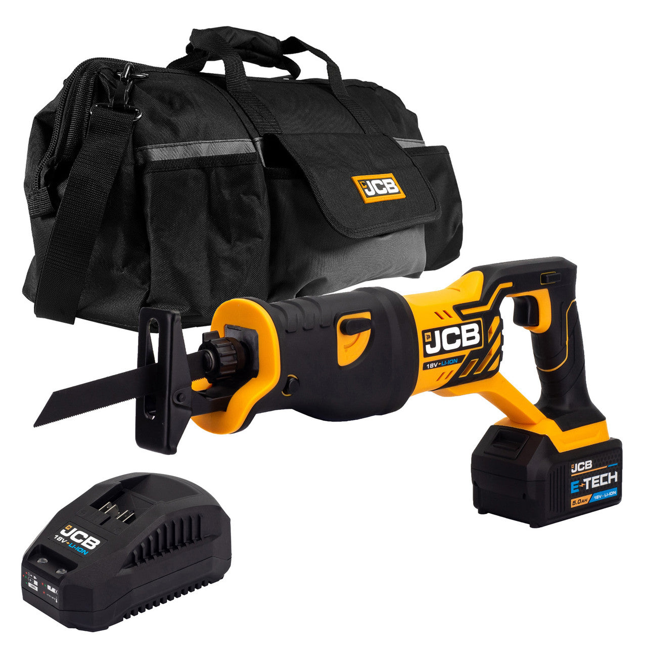JCB 18V Recip 1x5.0Ah charger in 20" kit bag | 21-18RS-5X-BG