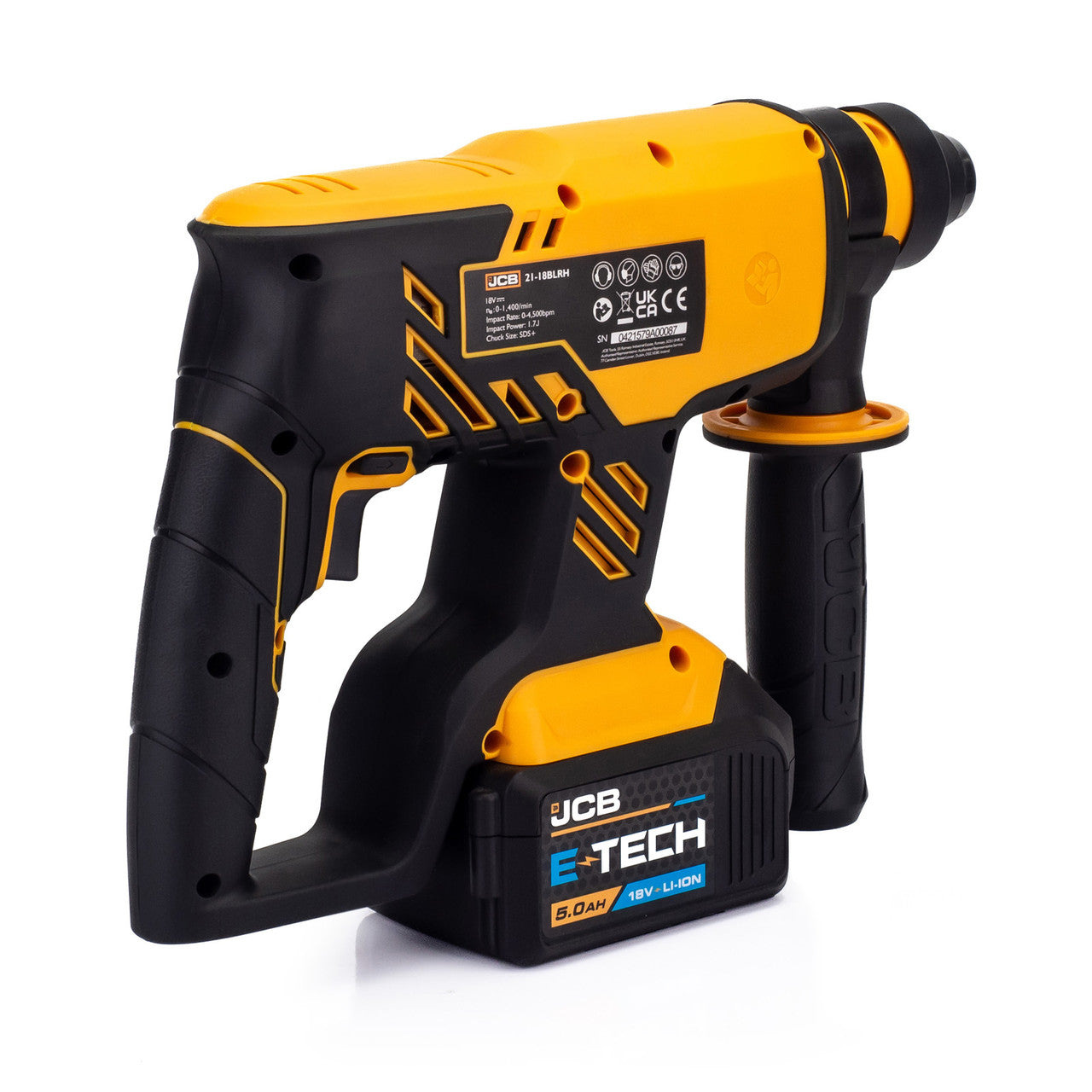 JCB 18V B/L Combi Drill B/L SDS Kit 2x 5.0ah super fast charger in 20" Kit Bag | 21-18BLTPKSDS-5