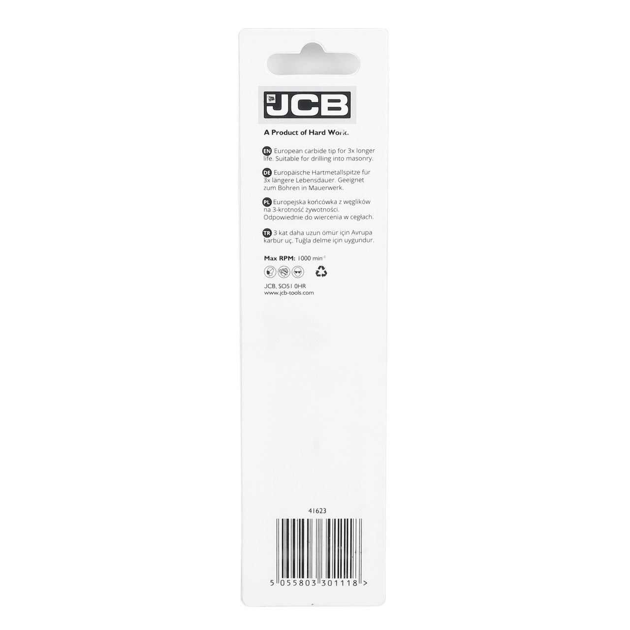 JCB Masonry Drill Bit  16 x  150 mm | 5055803301118
