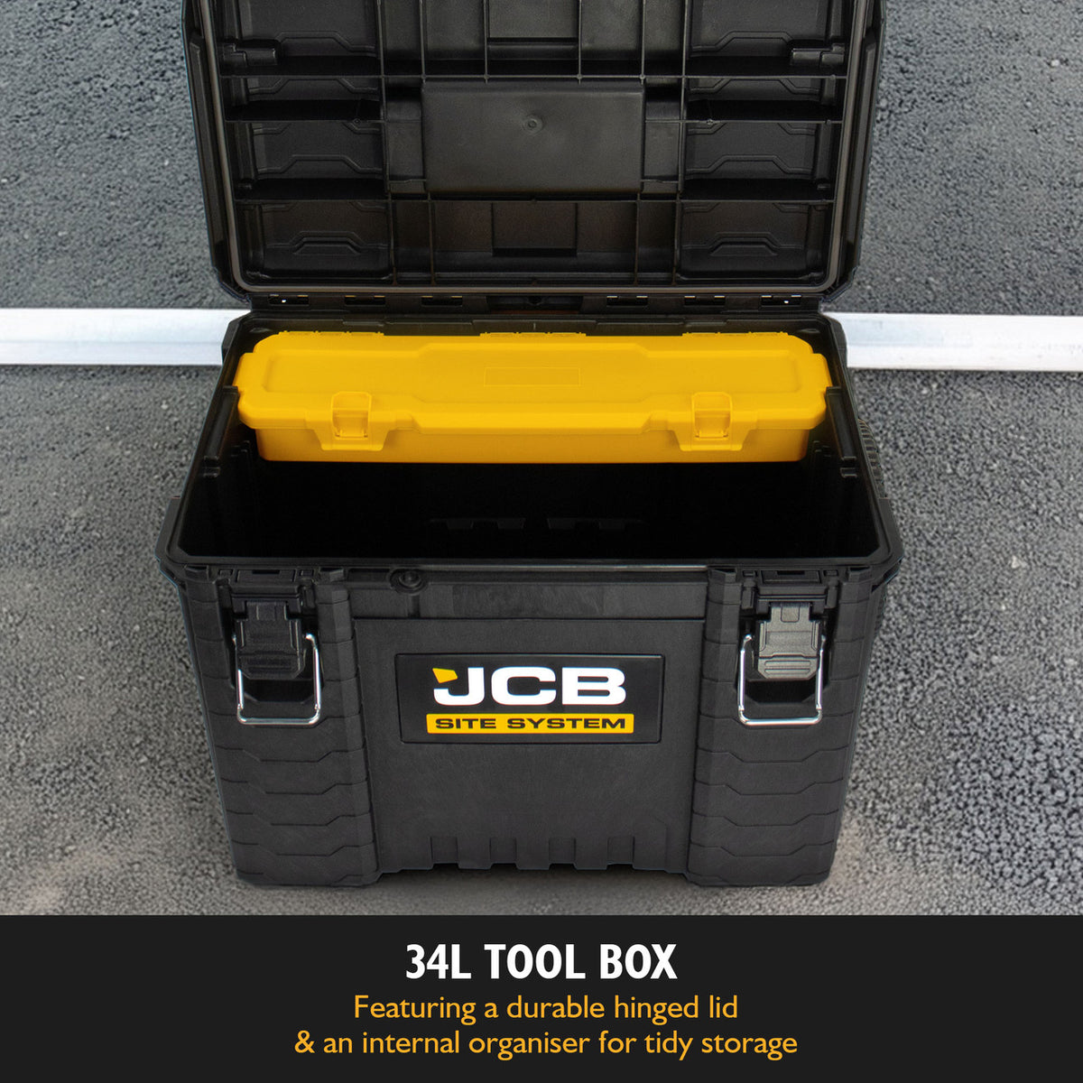 Jcb Box JCB Site System, 3-Piece Modular Tool Storage, Box and Organiser with ...