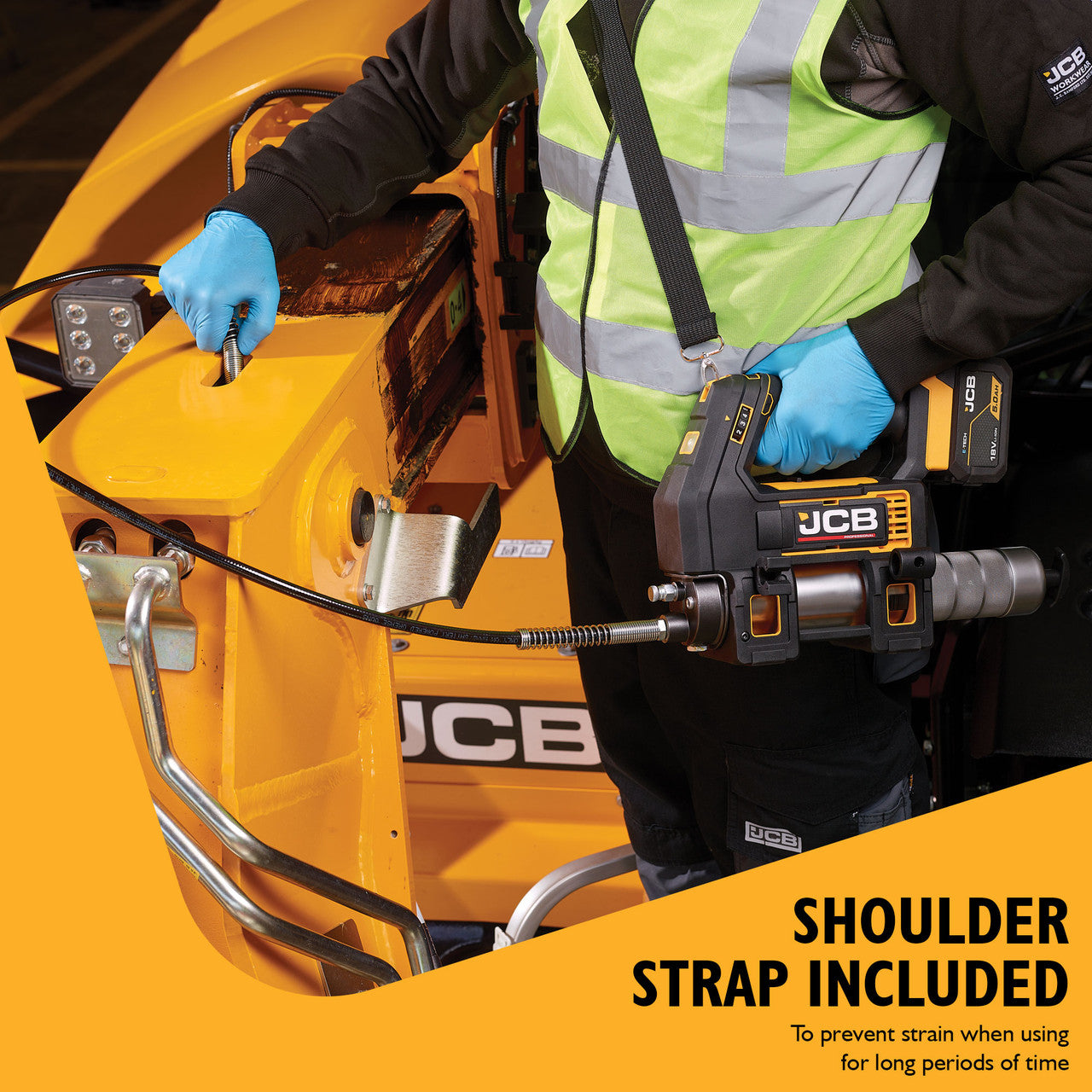 JCB Pro 18V Grease Gun, 300g/min Max Flow, 410 / 455g Capacity, Variable Speed, Up To 10,150psi Pressure (Bare Tool) | JCB-18PGG-VS