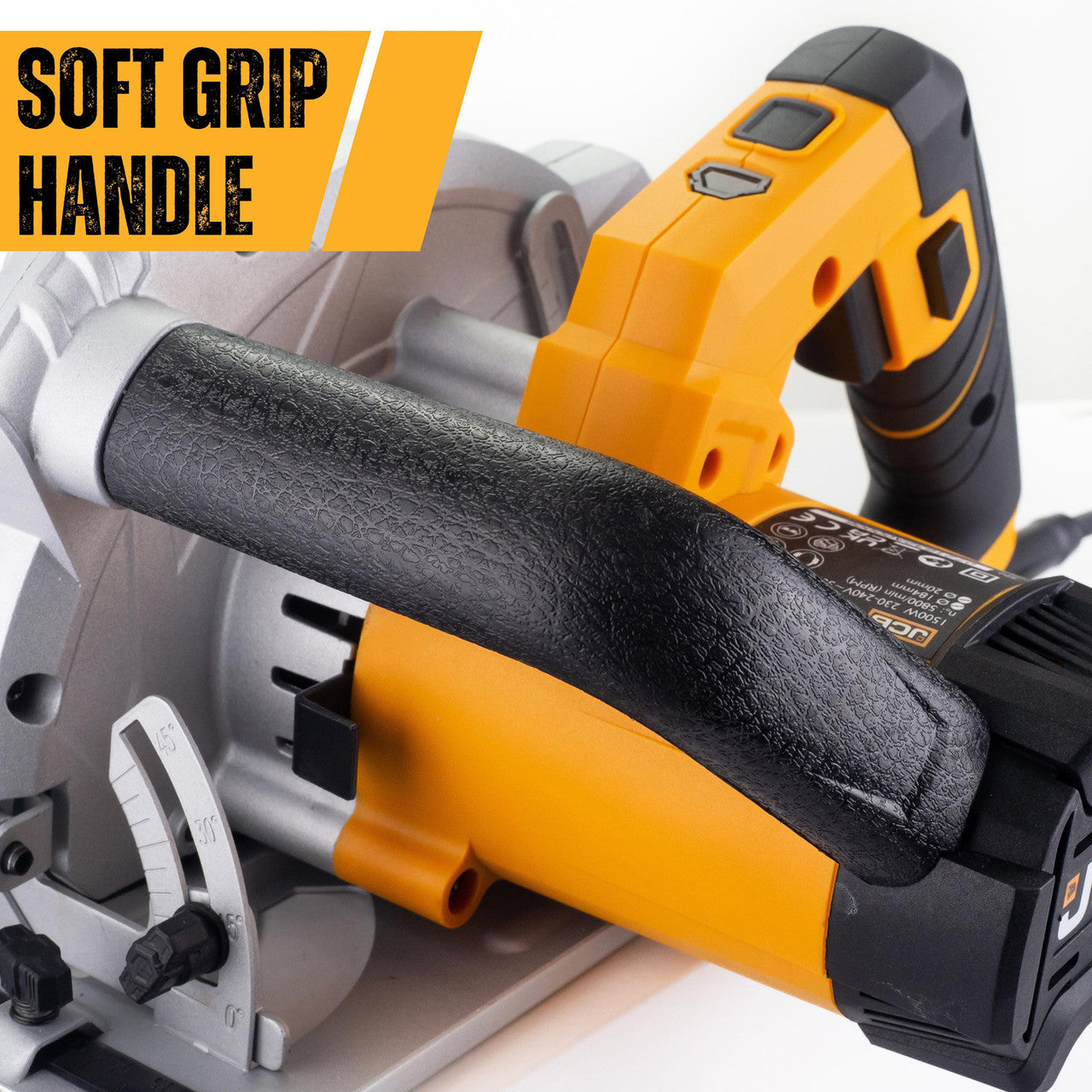JCB Electric Circular Saw, 184mm Blade Max Cut  65mm, 90-45° Bevel,Corded, 1500W, 230V | 21-CS1500