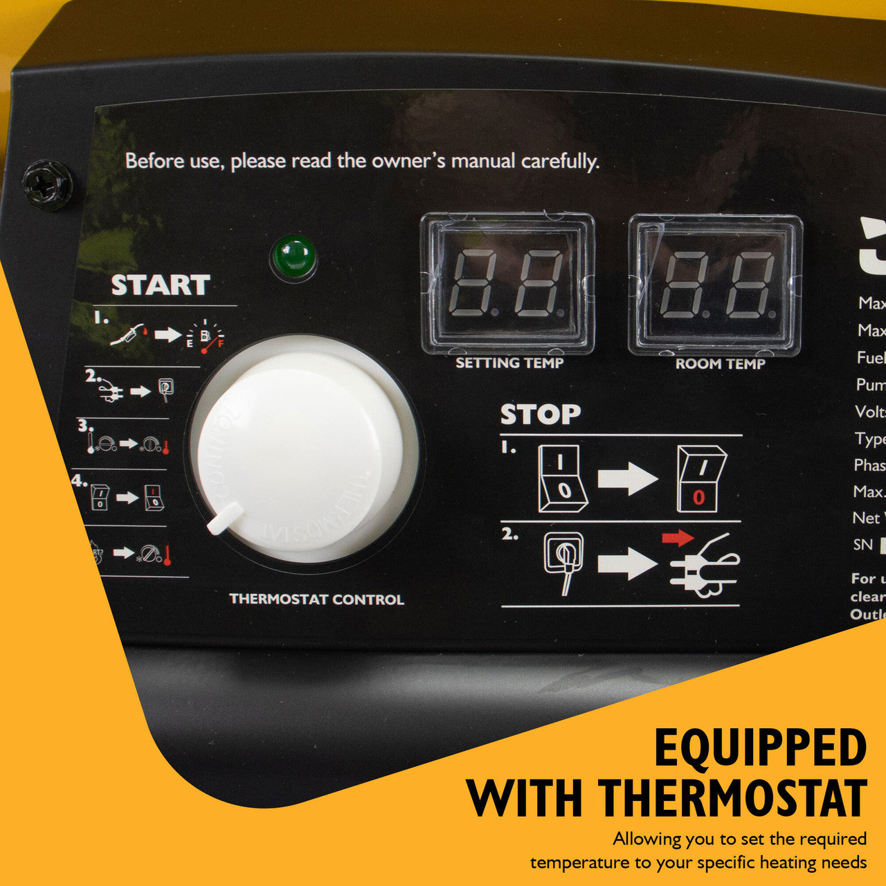 JCB 215,000BTU / 63kW Diesel Space Heater 1300m³ Coverage, Diesel or Kerosene, Thermostat | JCB-SH215D