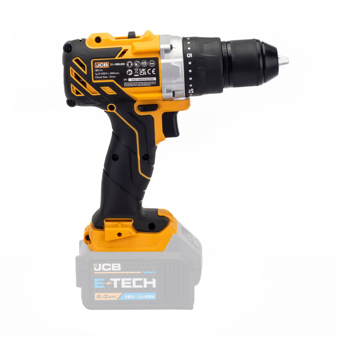 JCB 18V Cordless Drill Driver Li-Ion 2Ah - 5Ah, 13mm 1/2" Keyless Chuck | 21-18DD-B - Bare Unit