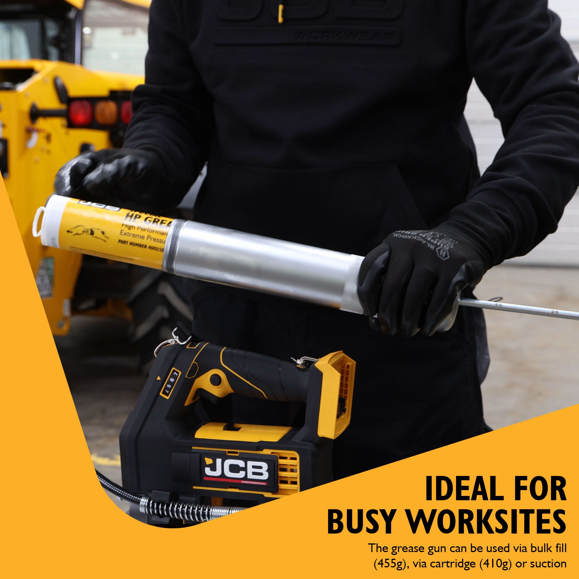 JCB Pro 18V Grease Gun Kit with 5.0Ah Battery & 9A Super Fast Charger | JCB-18PGG-VS-5