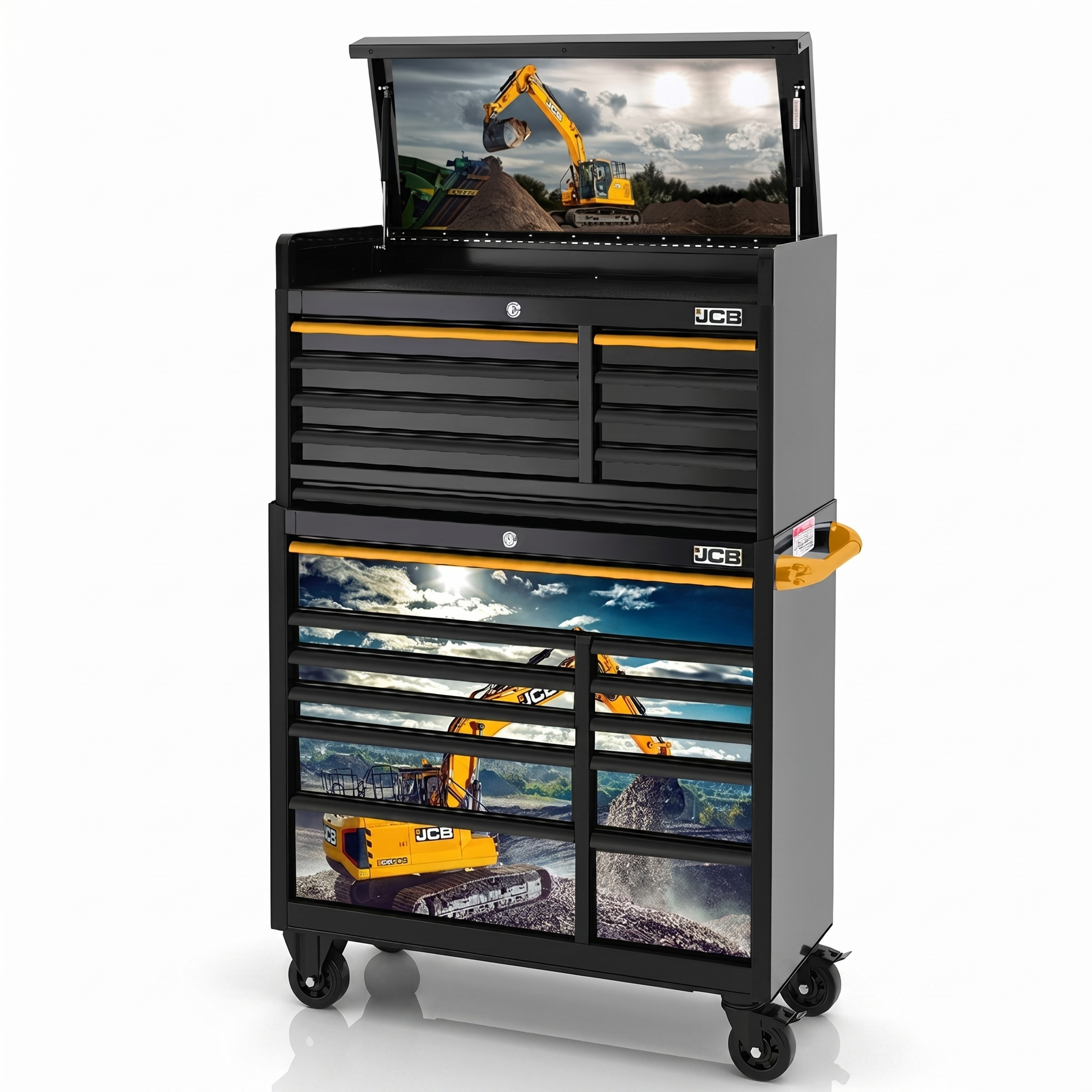 Jcb Box JCB 42’’ Roller Tool Cabinet & Excavator Wrap | JCBEXCSTACK – JCB Tools