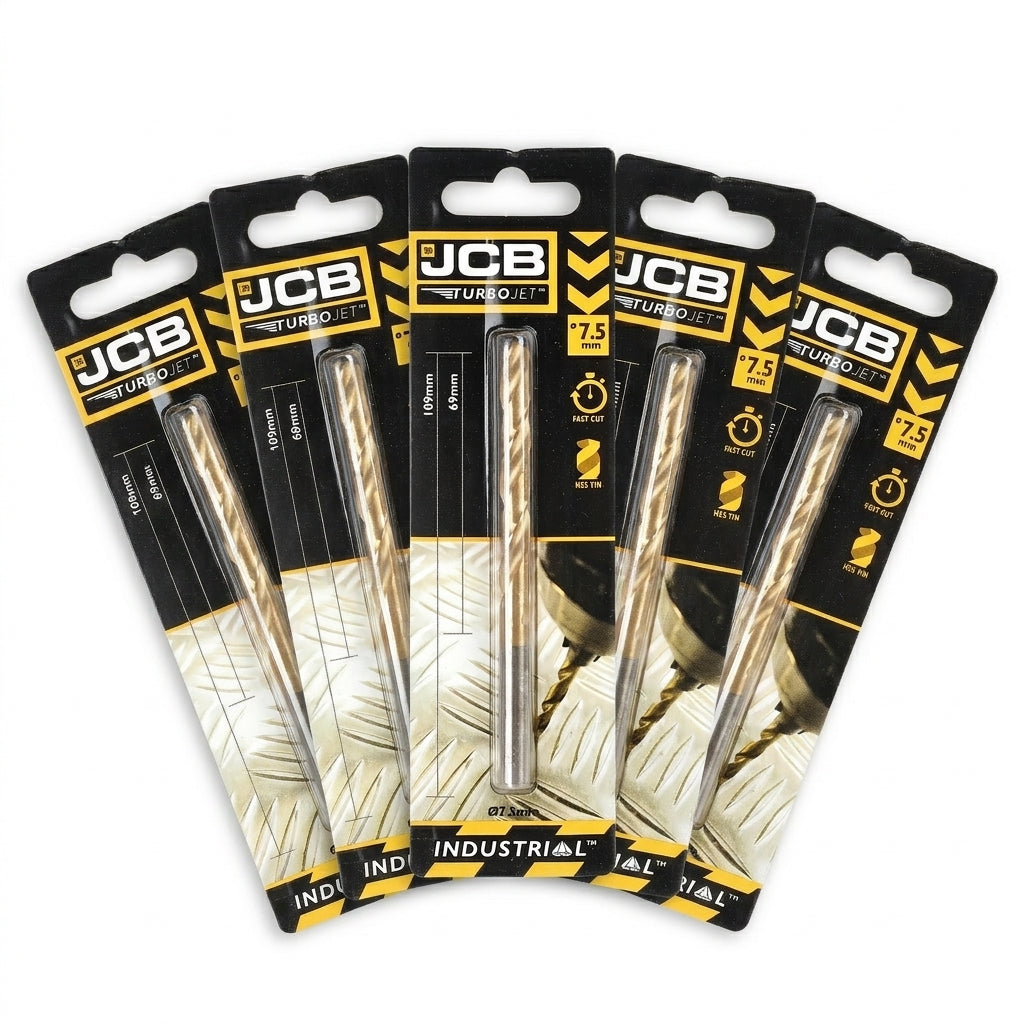 JCB 7.5 x 109mm 7 Point HSS Drill Bit TurboJet (5 Pack) | 5055803318772-X5
