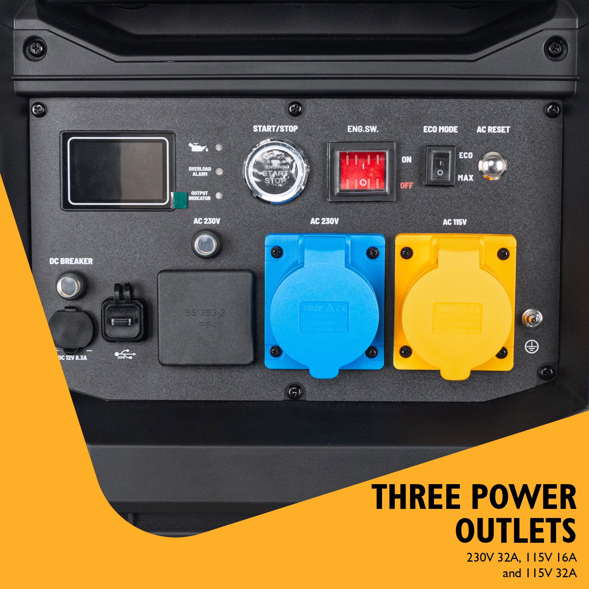 JCB, 7.6kW/3.8kW Dual-Voltage Inverter Generator, Remote Start | JCB-IG8500DVE