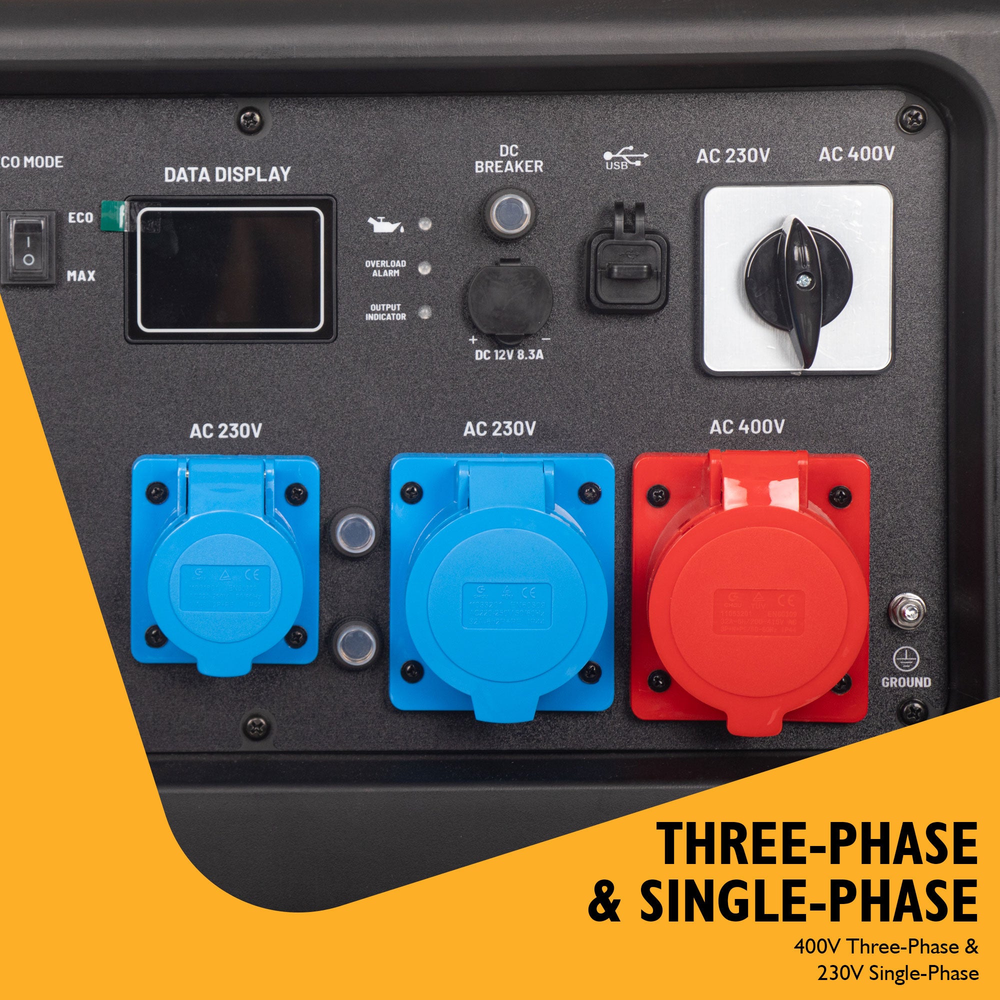 JCB, 11kW Three-Phase Inverter Generator, 400V/230V, Remote Start | JCB-IG12000DVE-3