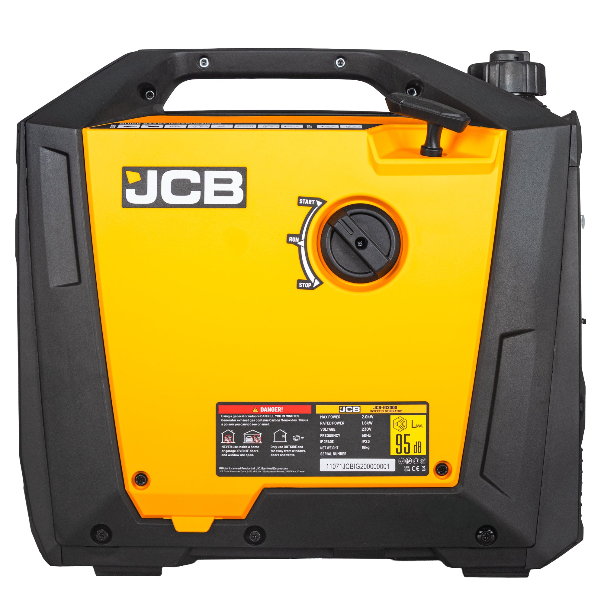 JCB 2000W, 2kW Inverter Generator, Pure Sine Wave, Quiet & Lightweight | JCB-IG2000