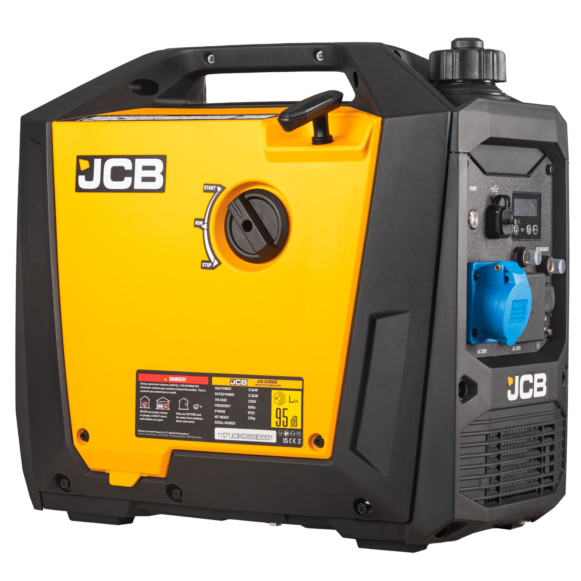 JCB, 3.4kW Inverter Generator, Pure Sine Wave, Electric Start | JCB-IG3500E