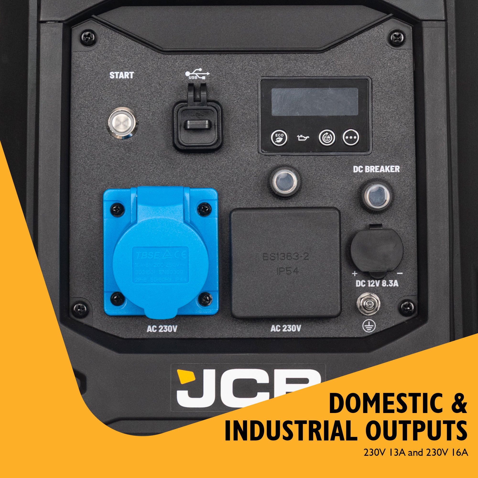 JCB, 3.4kW Inverter Generator, Pure Sine Wave, Electric Start | JCB-IG3500E