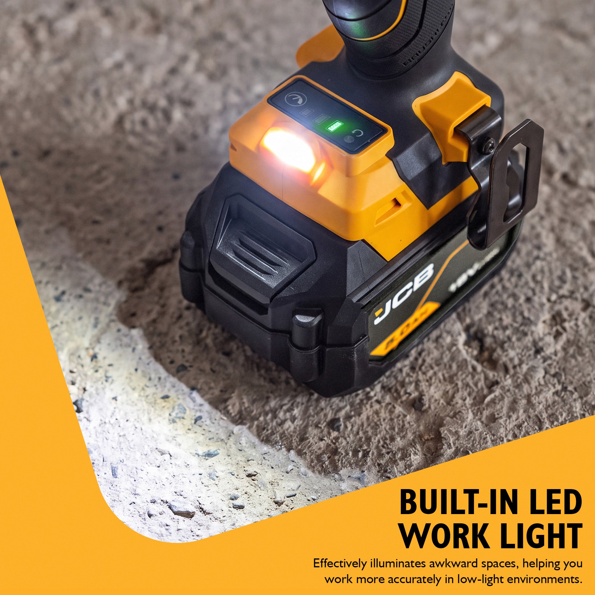 JCB Pro 2,300Nm, 1" Drive, 18V Impact Wrench, Brushless, 2,100Nm Fastening Torque | JCB-18PIW-2300