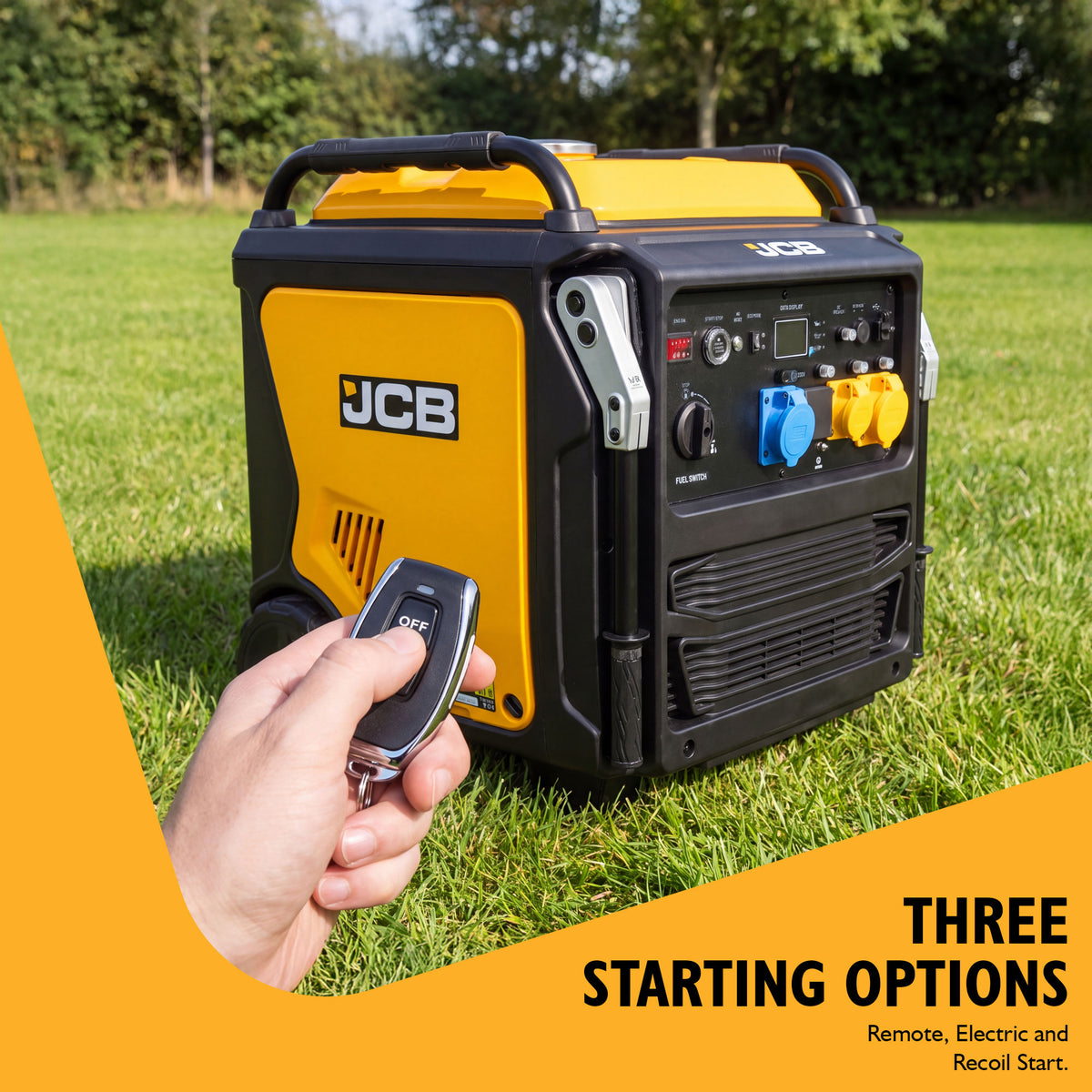 JCB, 11kW Dual-Voltage Inverter Generator, Remote Start, Wheels | JCB-IG12000DVE