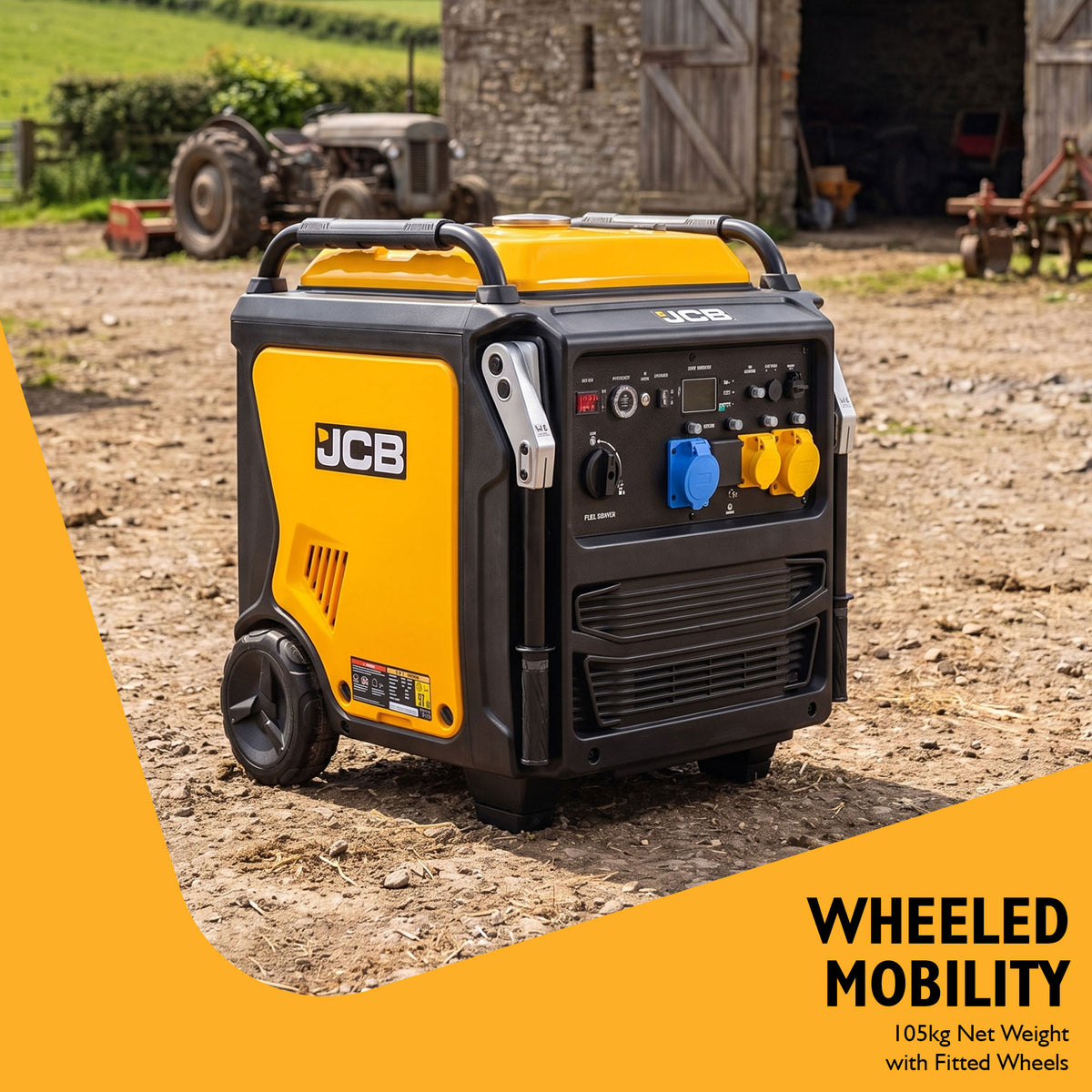 JCB, 11kW Dual-Voltage Inverter Generator, Remote Start, Wheels | JCB-IG12000DVE