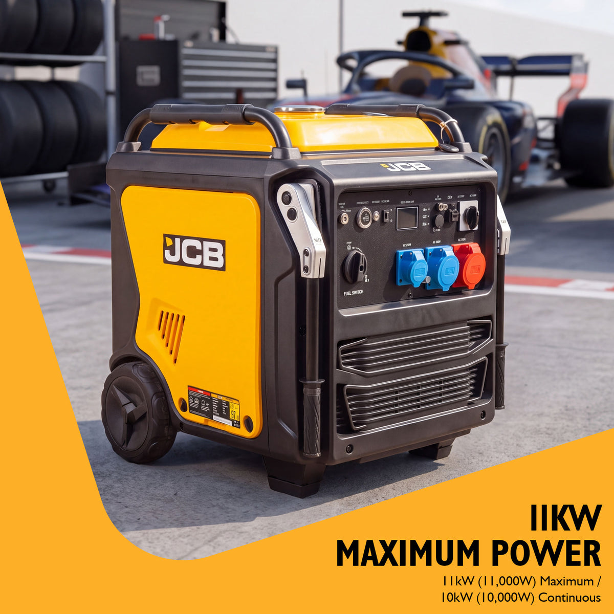 JCB, 11kW Three-Phase Inverter Generator, 400V/230V, Remote Start | JCB-IG12000DVE-3