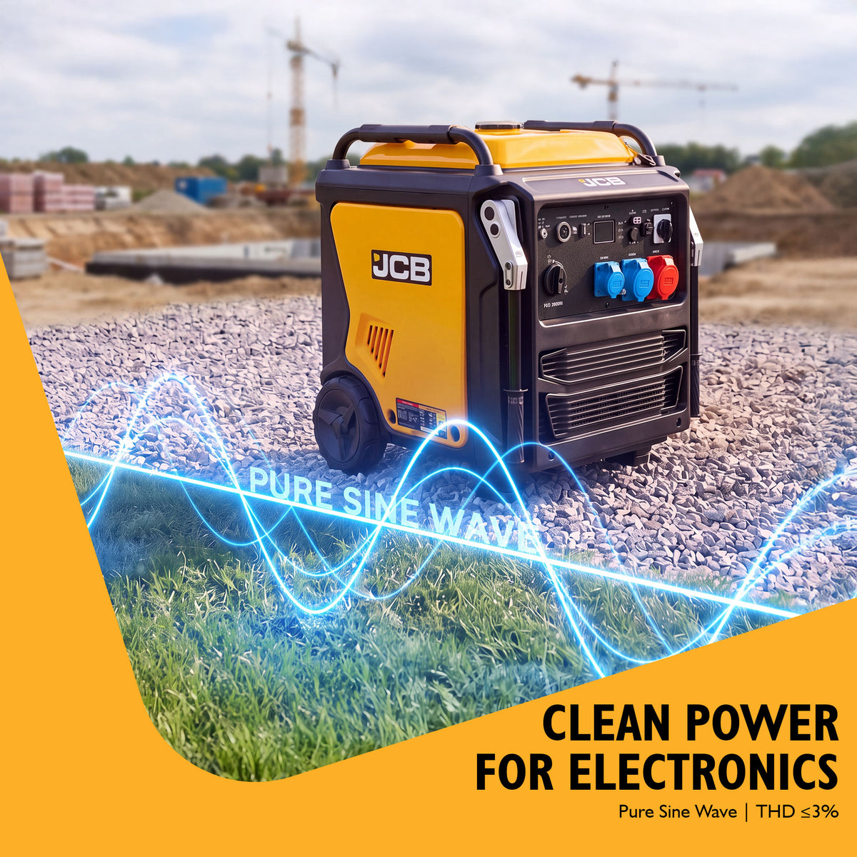 JCB, 11kW Three-Phase Inverter Generator, 400V/230V, Remote Start | JCB-IG12000DVE-3