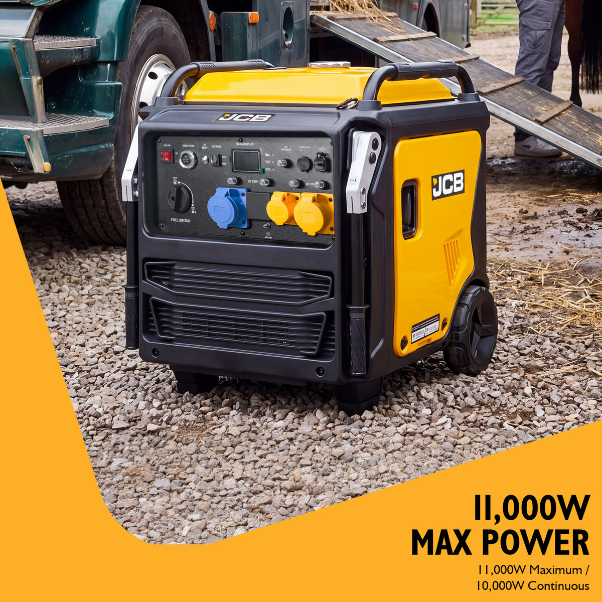 JCB, 11kW Dual-Voltage Inverter Generator, Remote Start, Wheels | JCB-IG12000DVE