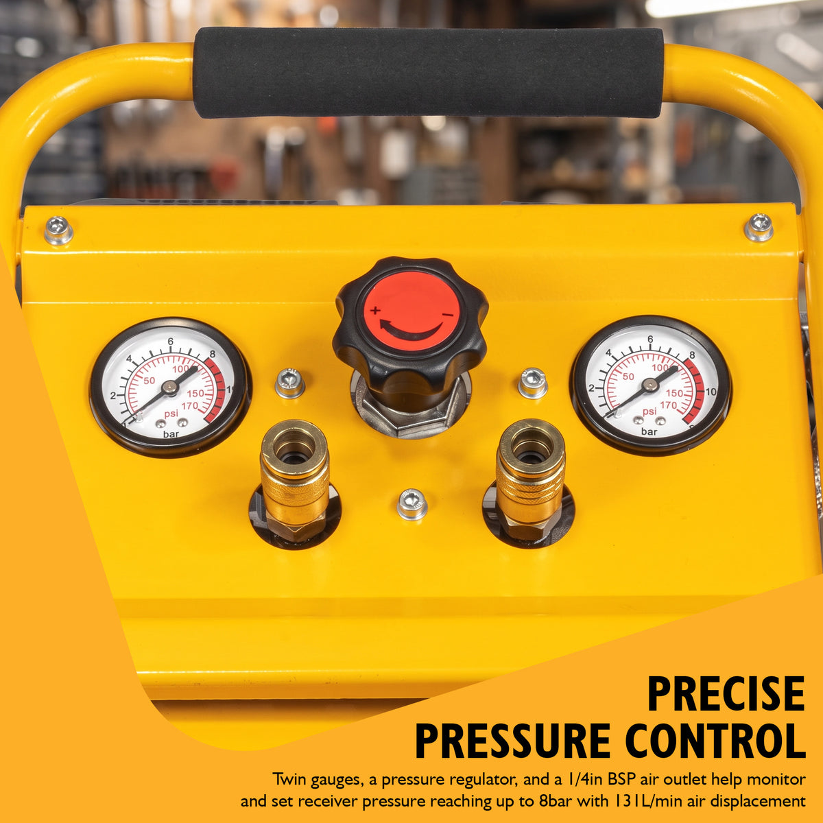 JCB Silent Pro 8L Oil-Free Air Compressor, 8 Bar & 131L/min Displacement | JCB-OFAC-8H